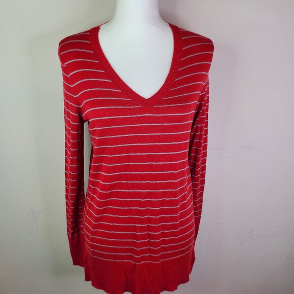 Maison Jules Juniors Red Striped Pullover Sweater S - Picture 4 of 10